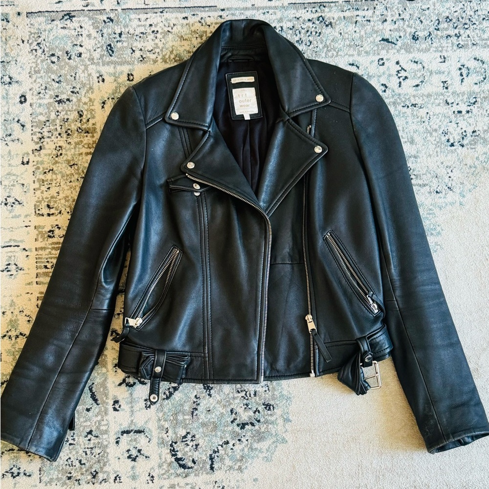 Zara Black Leather Biker Jacket